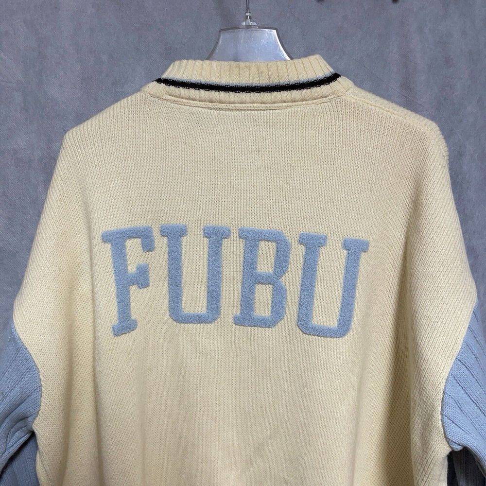 VTG FUBU Sweater Men 2XL Heavyweight Nordic‎ Jacket Grandpa Hip Hop Skater Zip